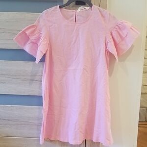 Pink Ruffle Sleeve Dress